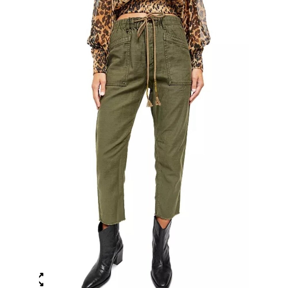 Utility Drawstring Cargo Pants - Olive - image 1